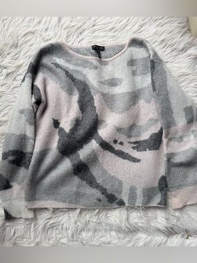 Rag & Bone Mohair Alpaca Wool Blend Abstract Intarsia Camo Sweater S Gray Pink